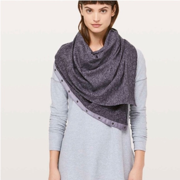 Lululemon Vinyasa Reversible Scarf Purple Striped Snaps Sweat Wicking Breathable - Picture 1 of 12